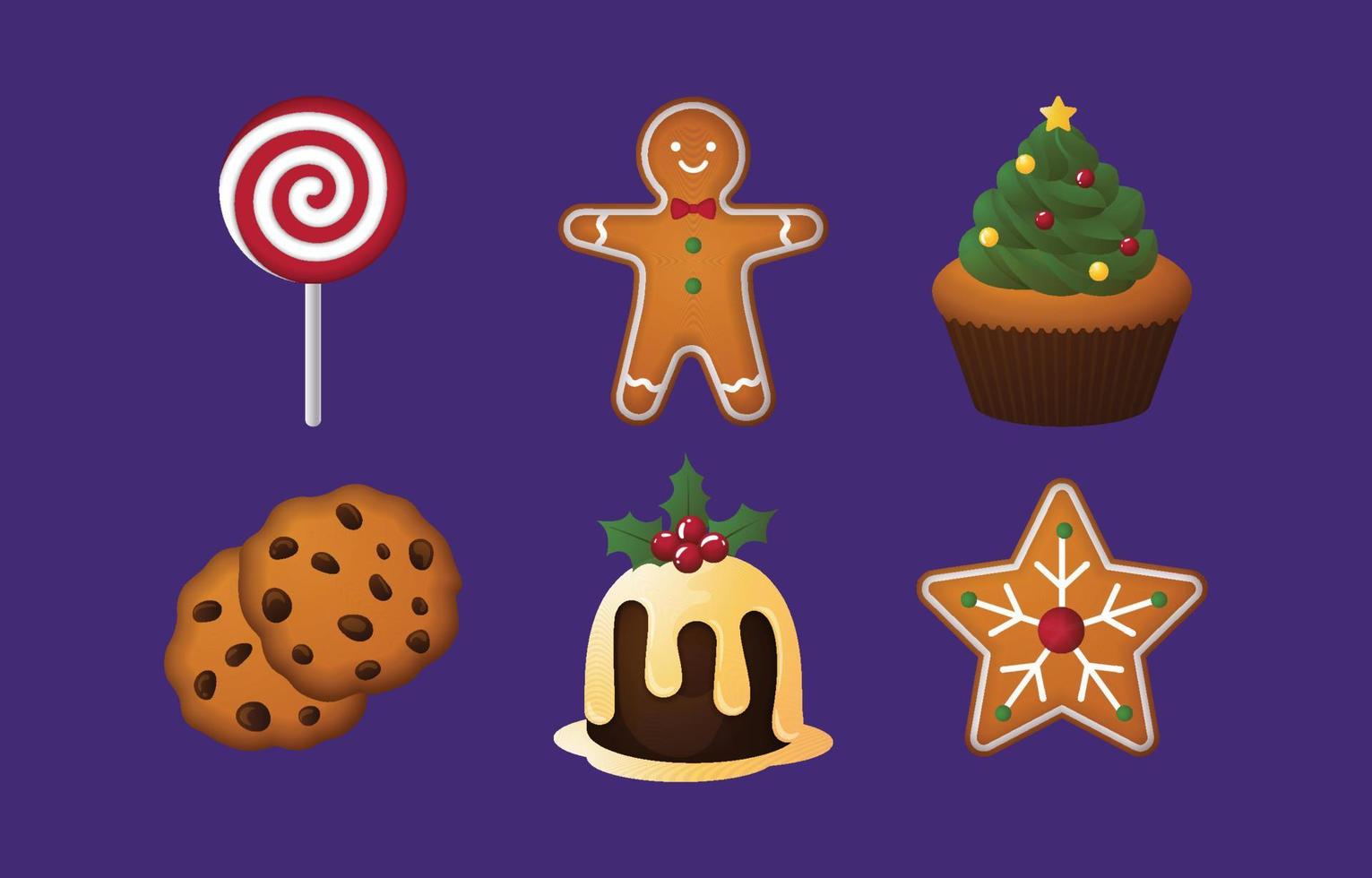 colección de iconos de postres navideños vector