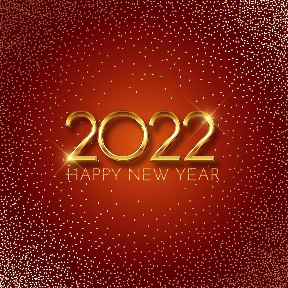 decorative Happy New Year background with gold lettering and glitter vector