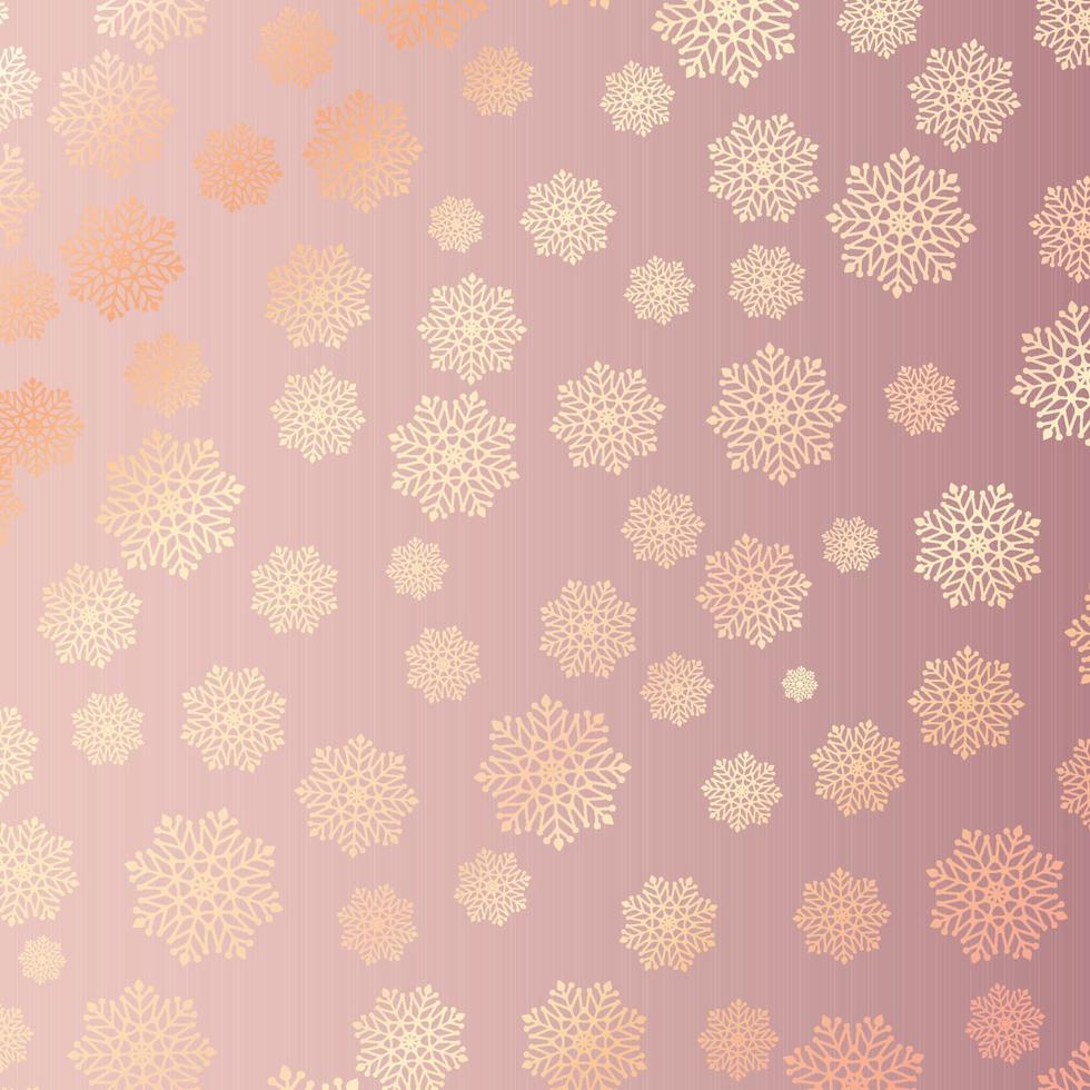 Christmas background with rose gold snowflake pattern vector