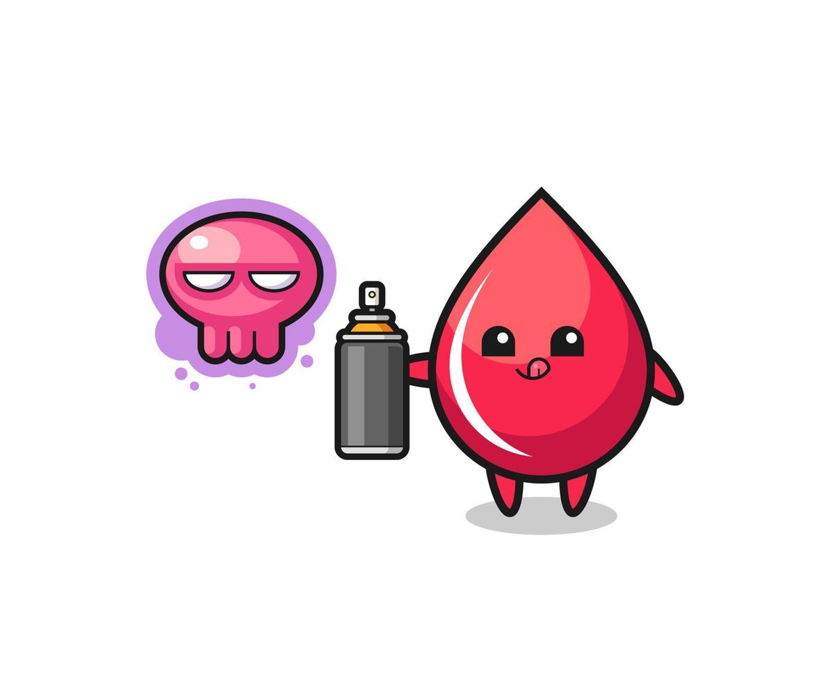 blood drop cartoon make a graffiti with a spray paint vector