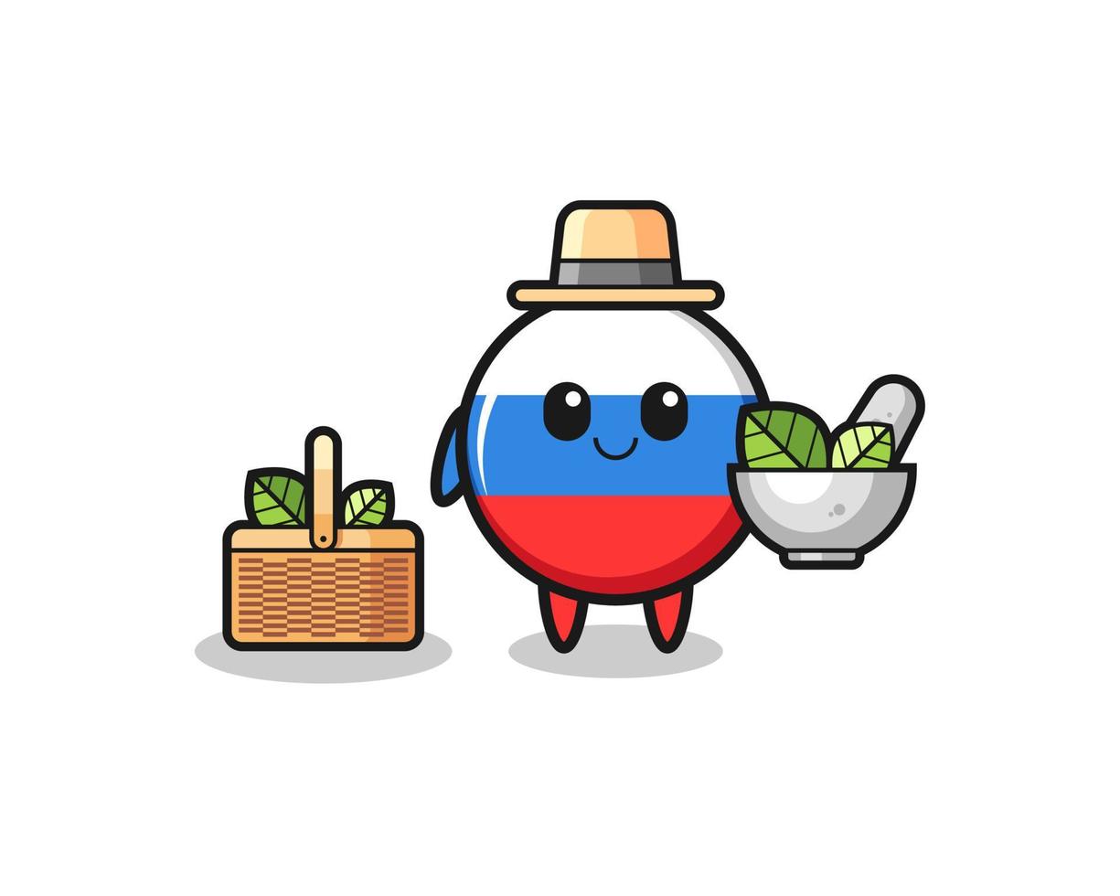 russia flag herbalist cute cartoon vector