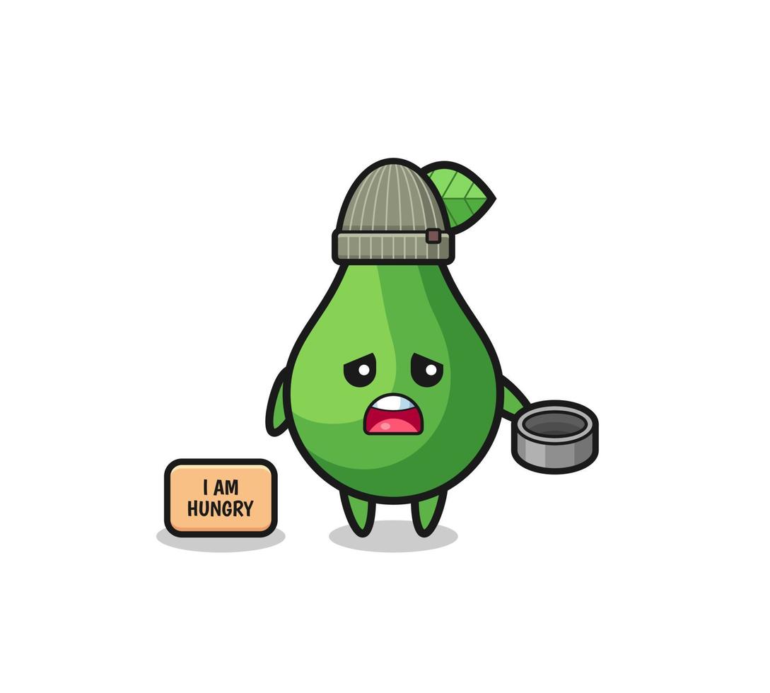 cute avocado beggar cartoon character vector