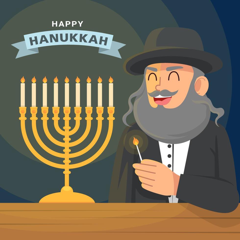 enciende una vela para celebrar hanukkah vector