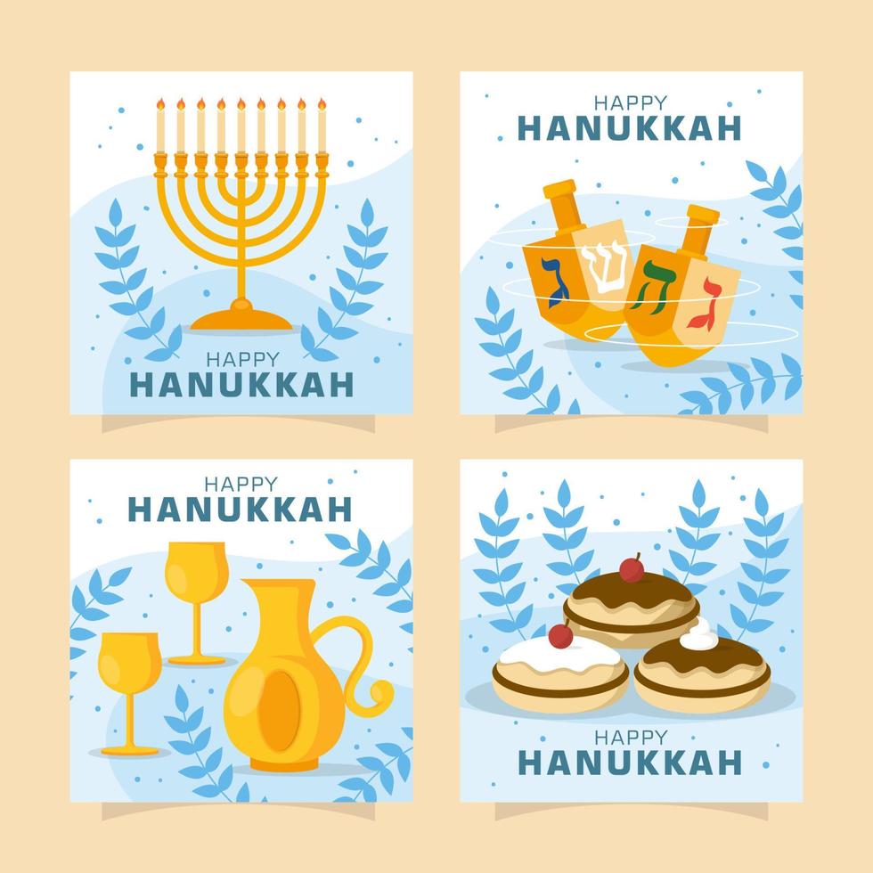 plantilla de redes sociales de hanukkah vector