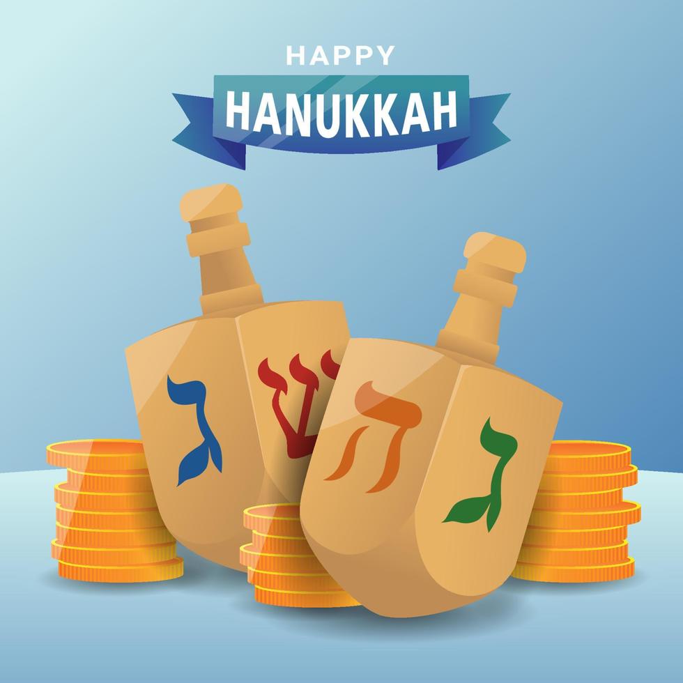 celebración de dreidel para hannukah vector