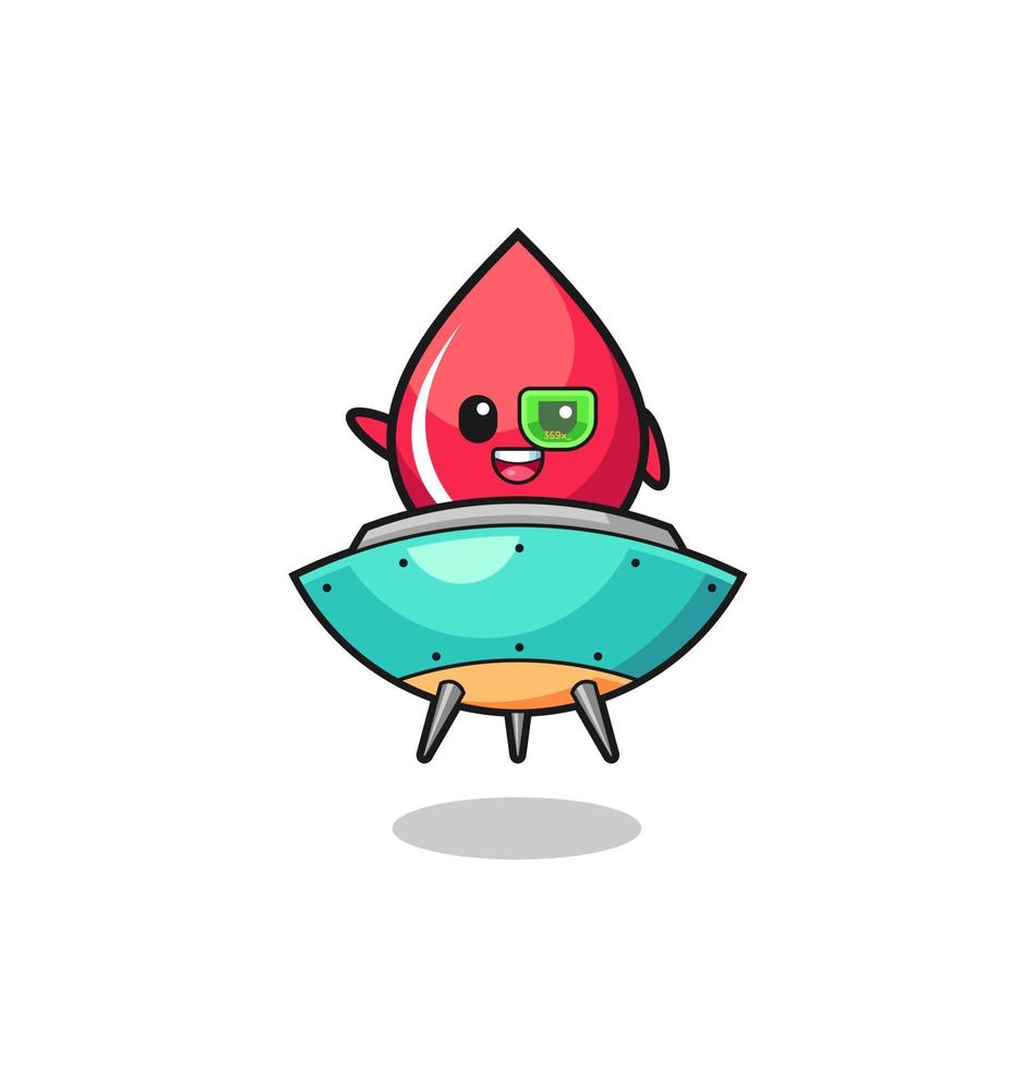 blood drop cartoon riding a future spaceship vector