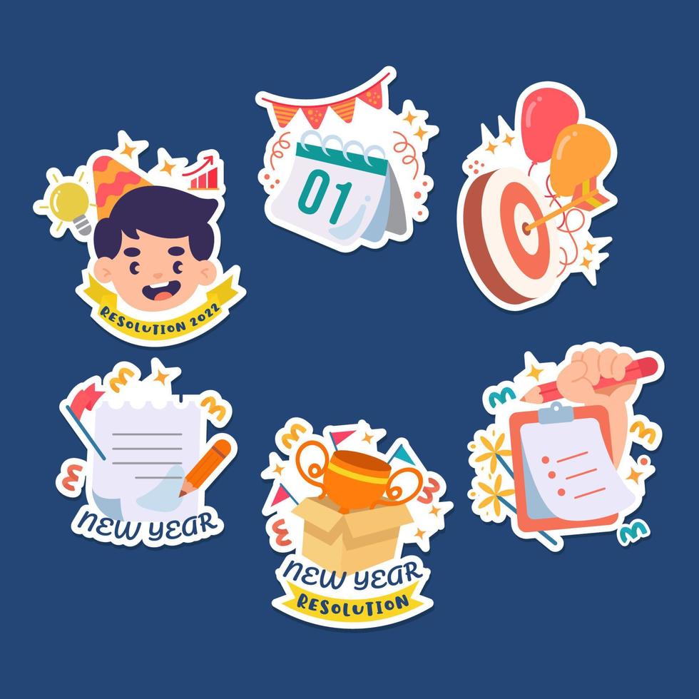 New Year Resolution Sticker with Hand drawn style vector