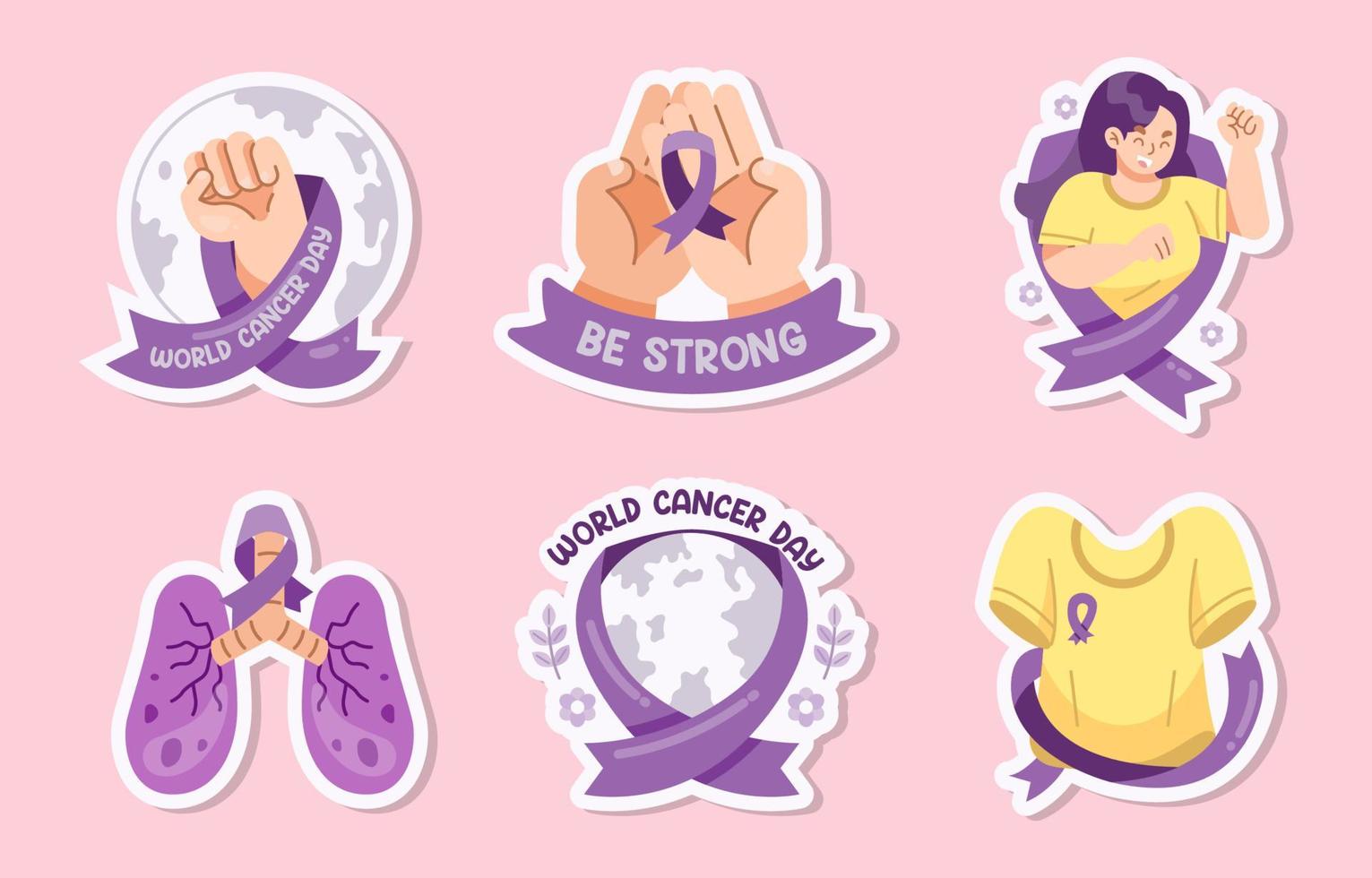 conjunto de iconos del día mundial del cáncer vector