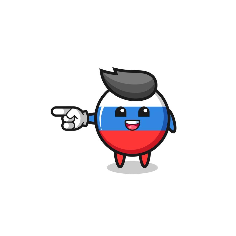 russia flag cartoon with pointing left gesture vector