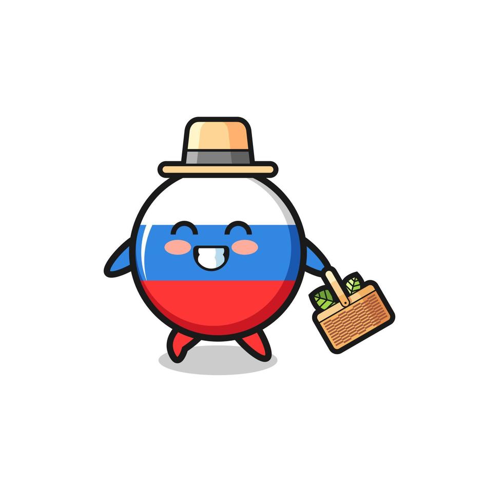 russia flag herbalist character searching a herbal vector