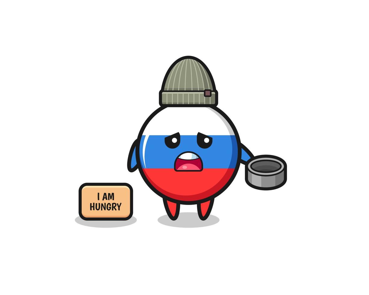 cute russia flag beggar cartoon character vector