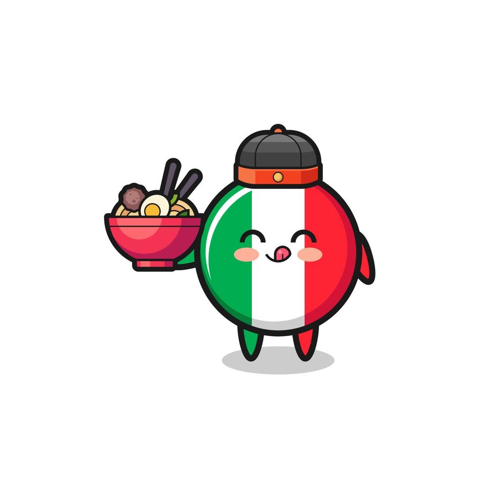 italy flag as Chinese chef mascot holding a noodle bowl vector