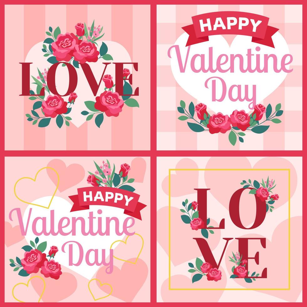 Red Pink Valentine Set vector
