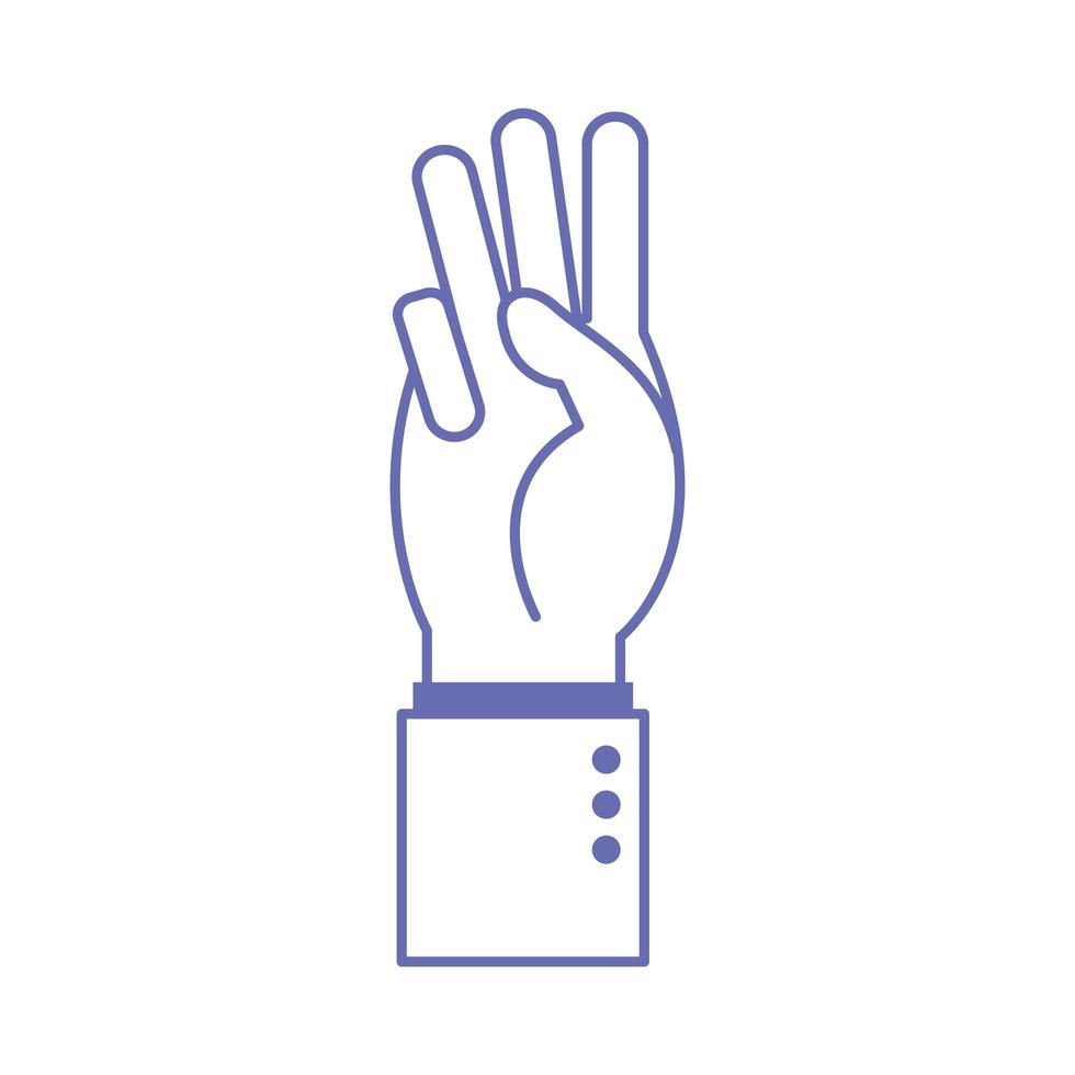 w hand sign language line and fill style icon vector design