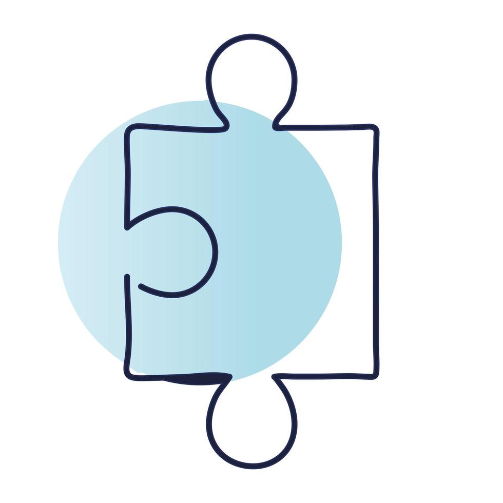 puzzle piece one line style with background blue vector