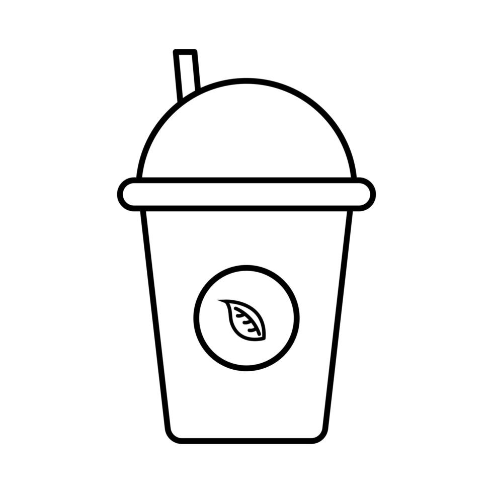 iced tea mug with leaf line style icon vector design