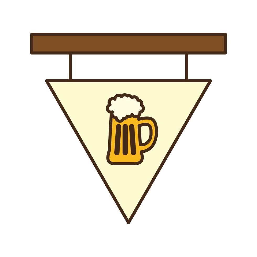 Vaso de cerveza en la línea de banner y diseño de vector de icono de estilo de relleno