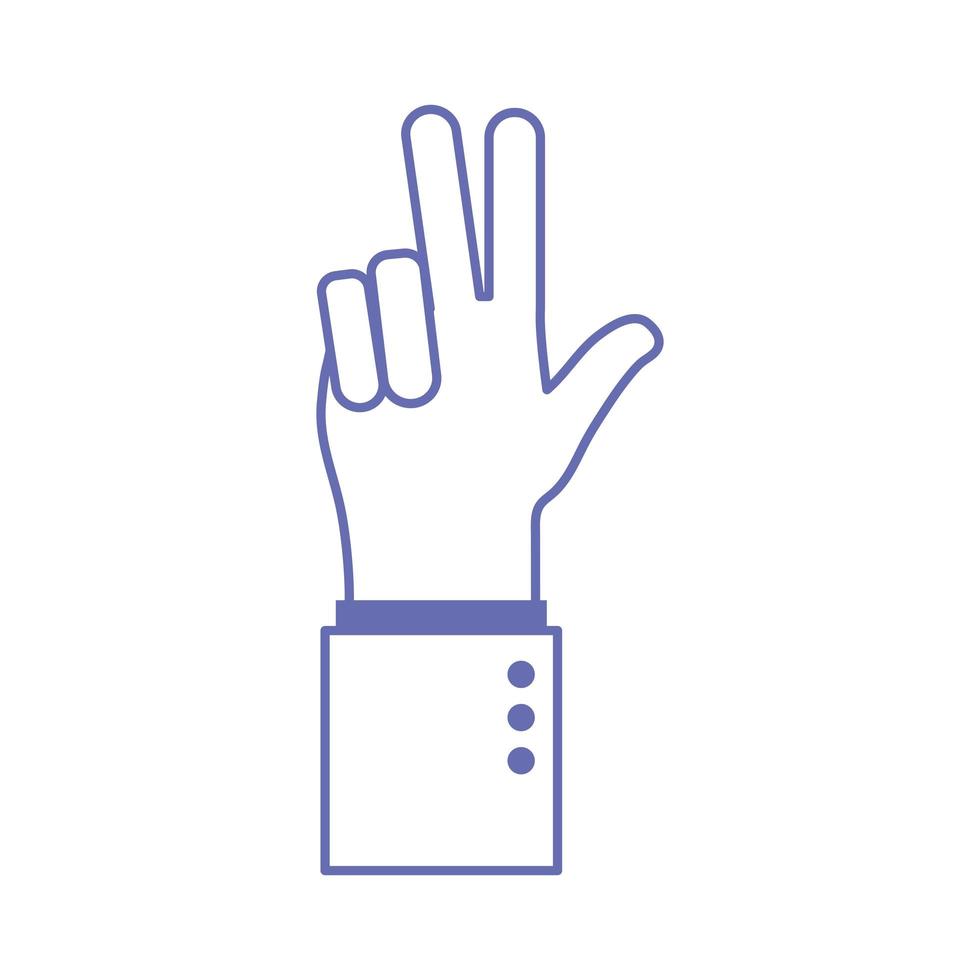 v hand sign language line and fill style icon vector design