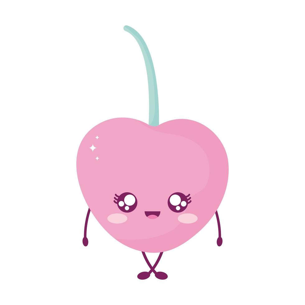 cherry smiling kawaii food style vector