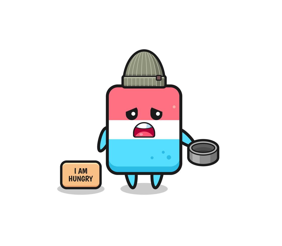 cute eraser beggar cartoon character vector