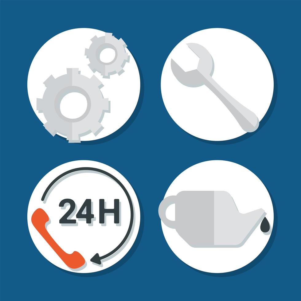 four car service items vector