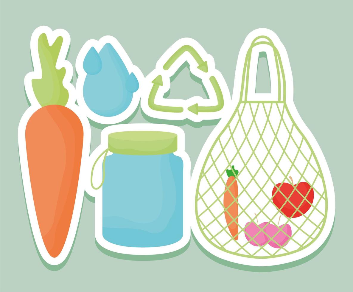 five eco stickers vector