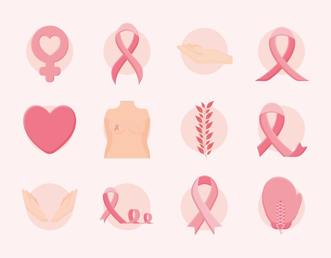 four cancer breast items vector