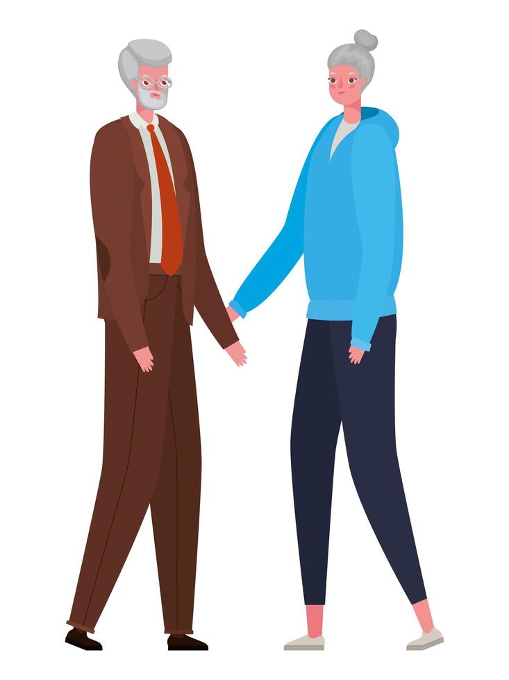 Senior woman and man cartoons vector design