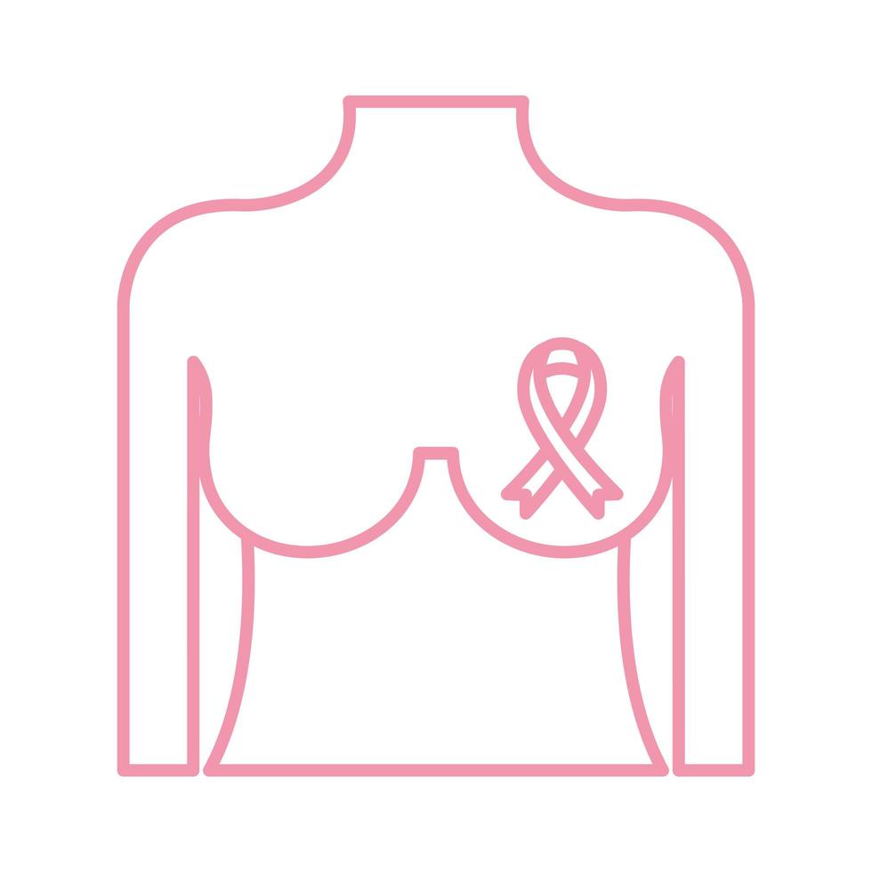 breast female with ribbon line style icon vector design