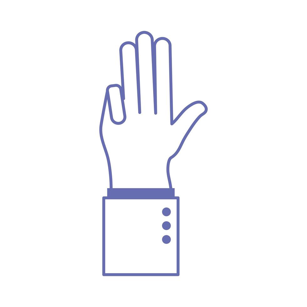 three hand sign language line and fill style icon vector design