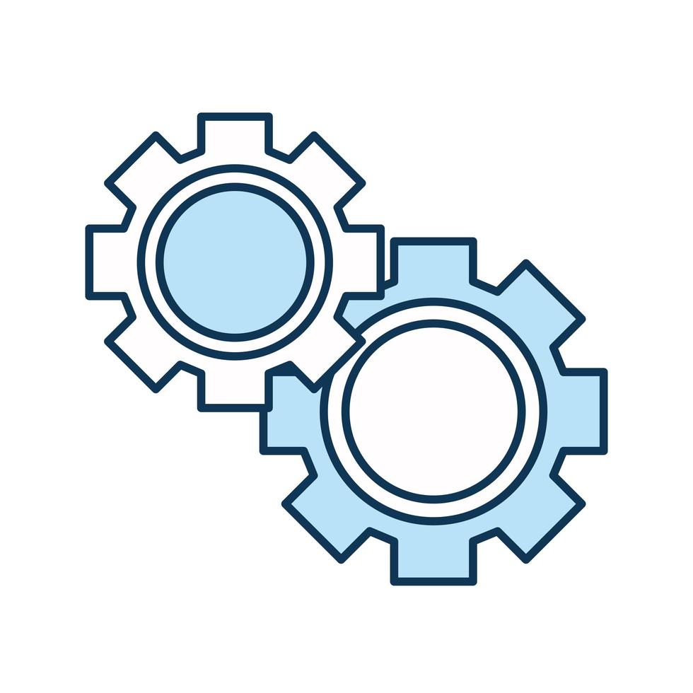 gears line and fill style icon vector design