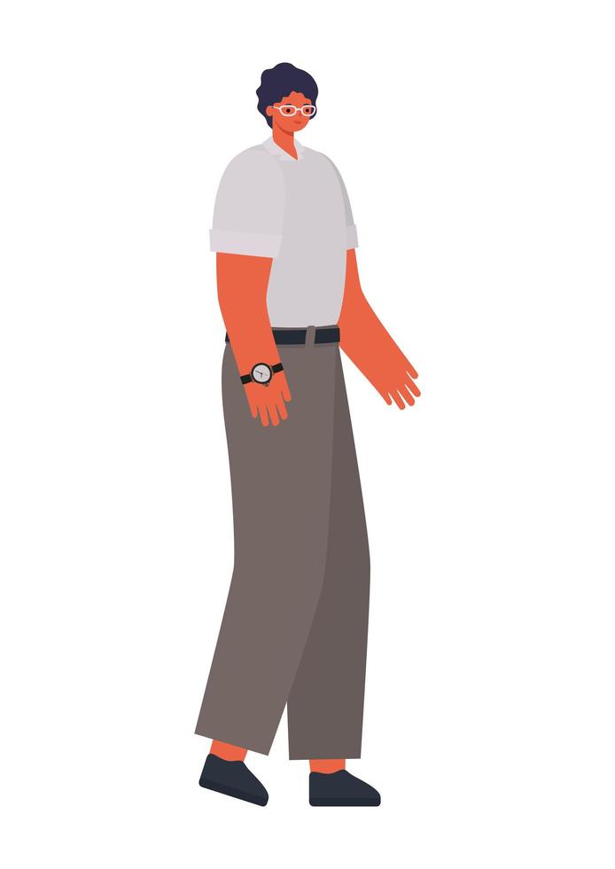 man dressed in khaki pants on whithe background vector