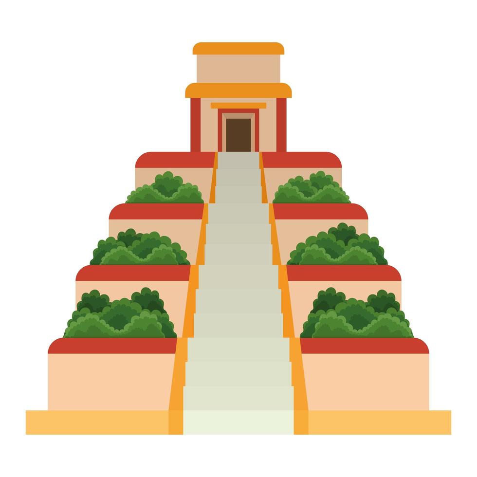 the temple of kukulken icon in white background vector