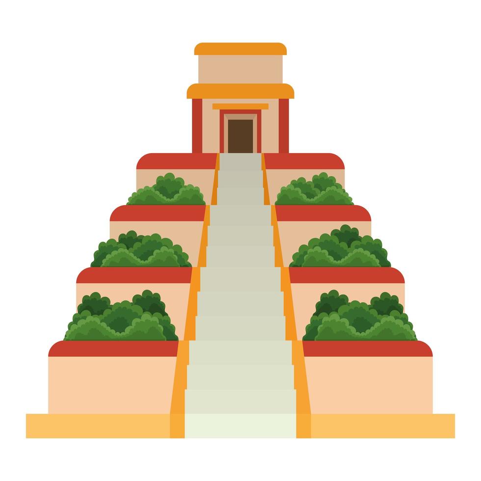 the temple of kukulken icon in white background vector