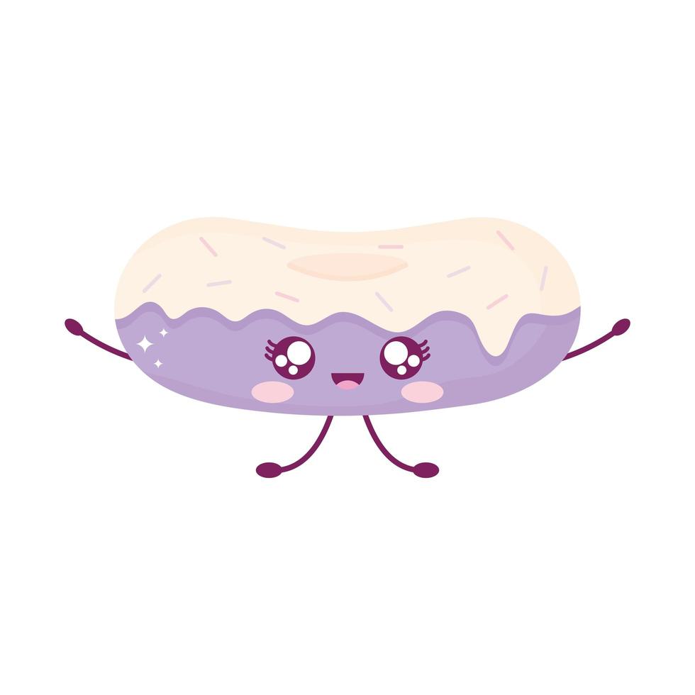 donut of purple color kawaii food style vector