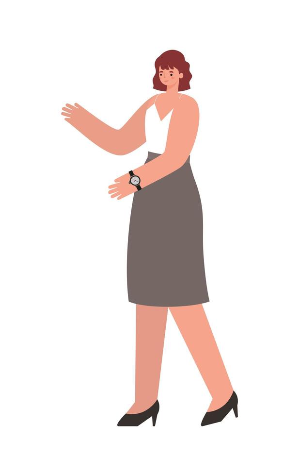 woman dressed in khaki skirt vector