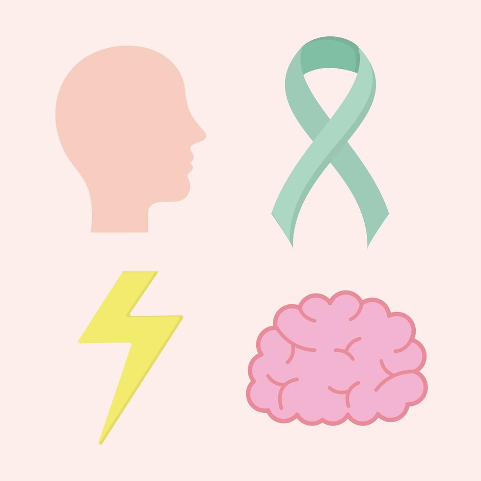 diseño de vector de colección de iconos de salud mental