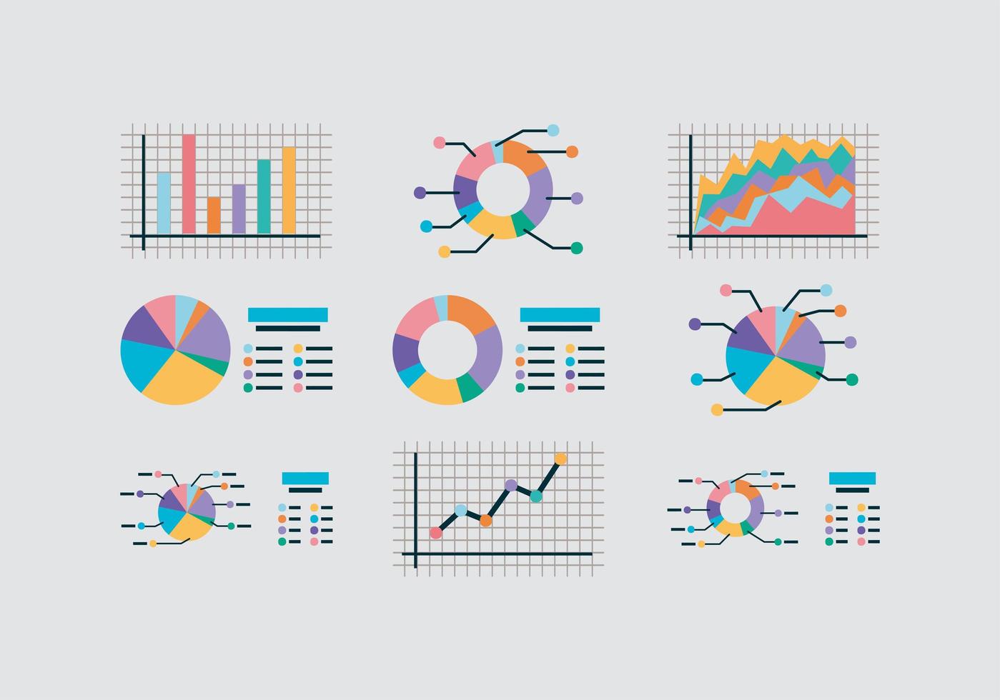 nine pretty graphs vector