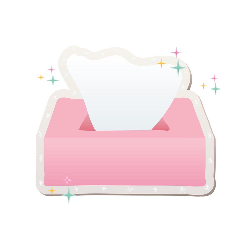 pink tissue box with one tissue stickers vector