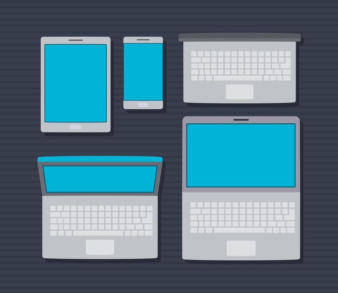 five technology divices vector