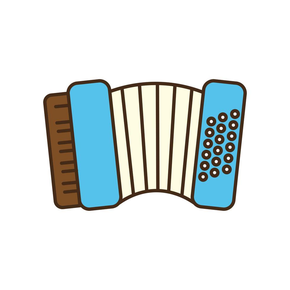 línea de instrumento de acordeón y diseño de vector de icono de estilo de relleno