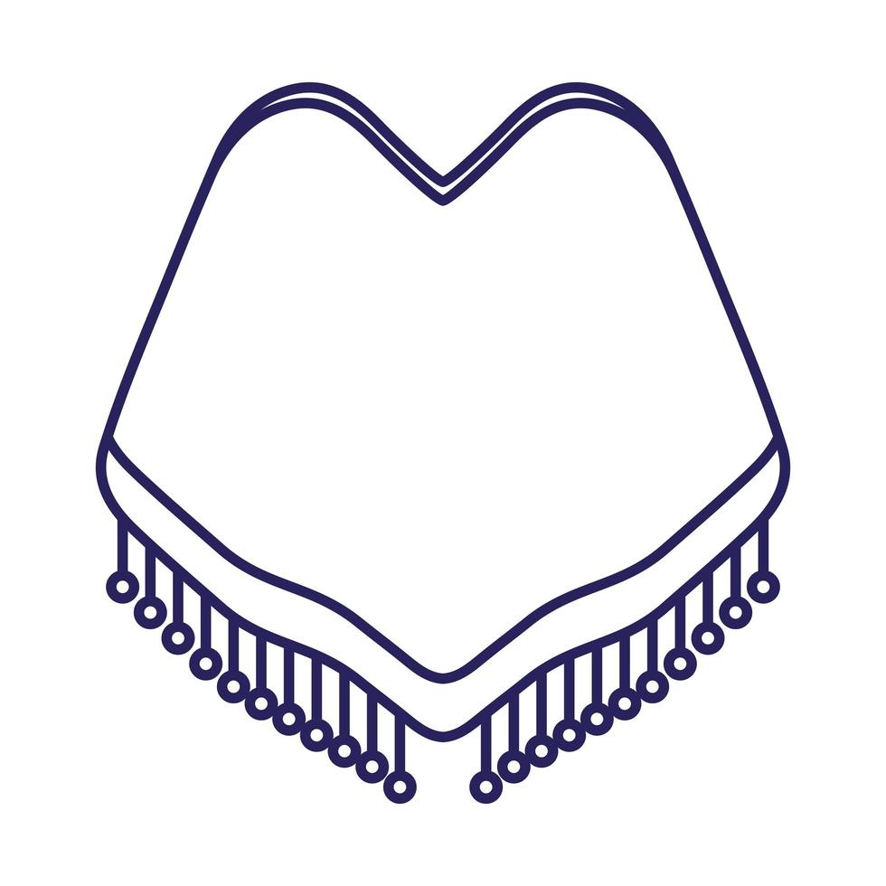 diseño de vector de icono de estilo de línea de poncho mexicano
