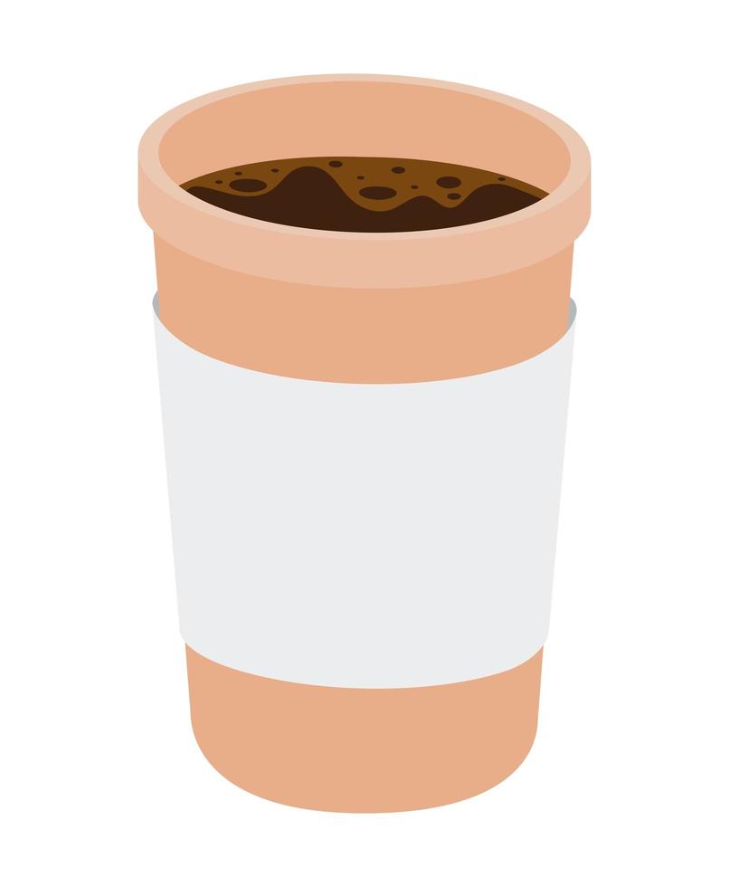 glass of dark coffee over white backgorund vector