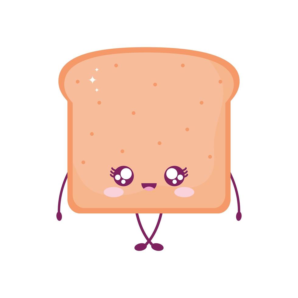 bread smiling kawaii food style vector