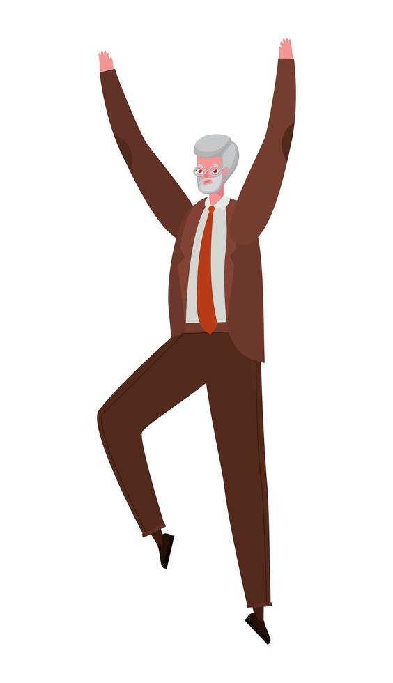 Senior man cartoon jumping vector design