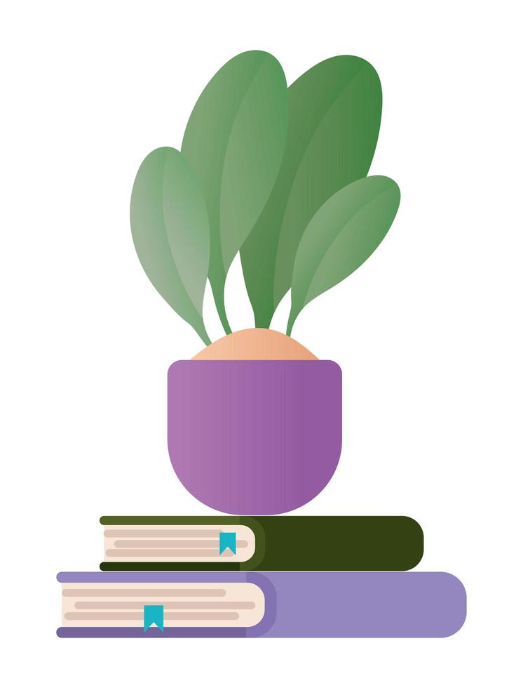 books with plant pot vector design