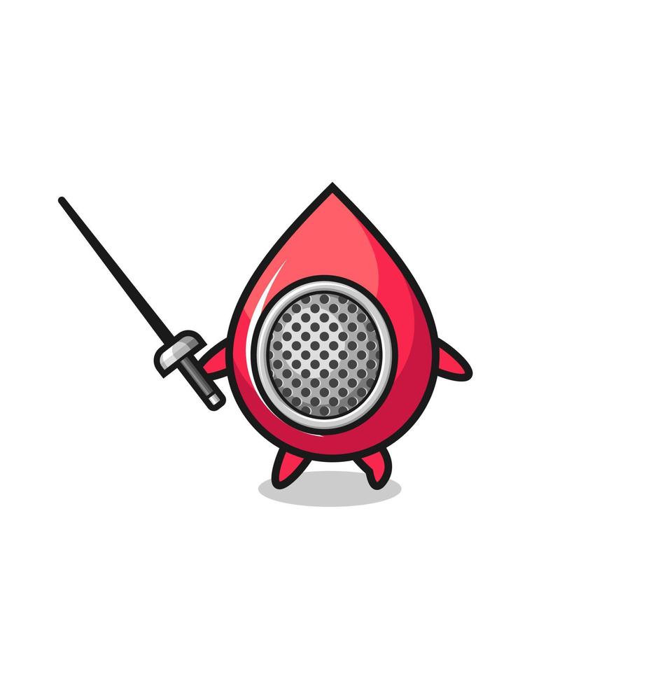 blood drop earth cartoon as fencer mascot vector