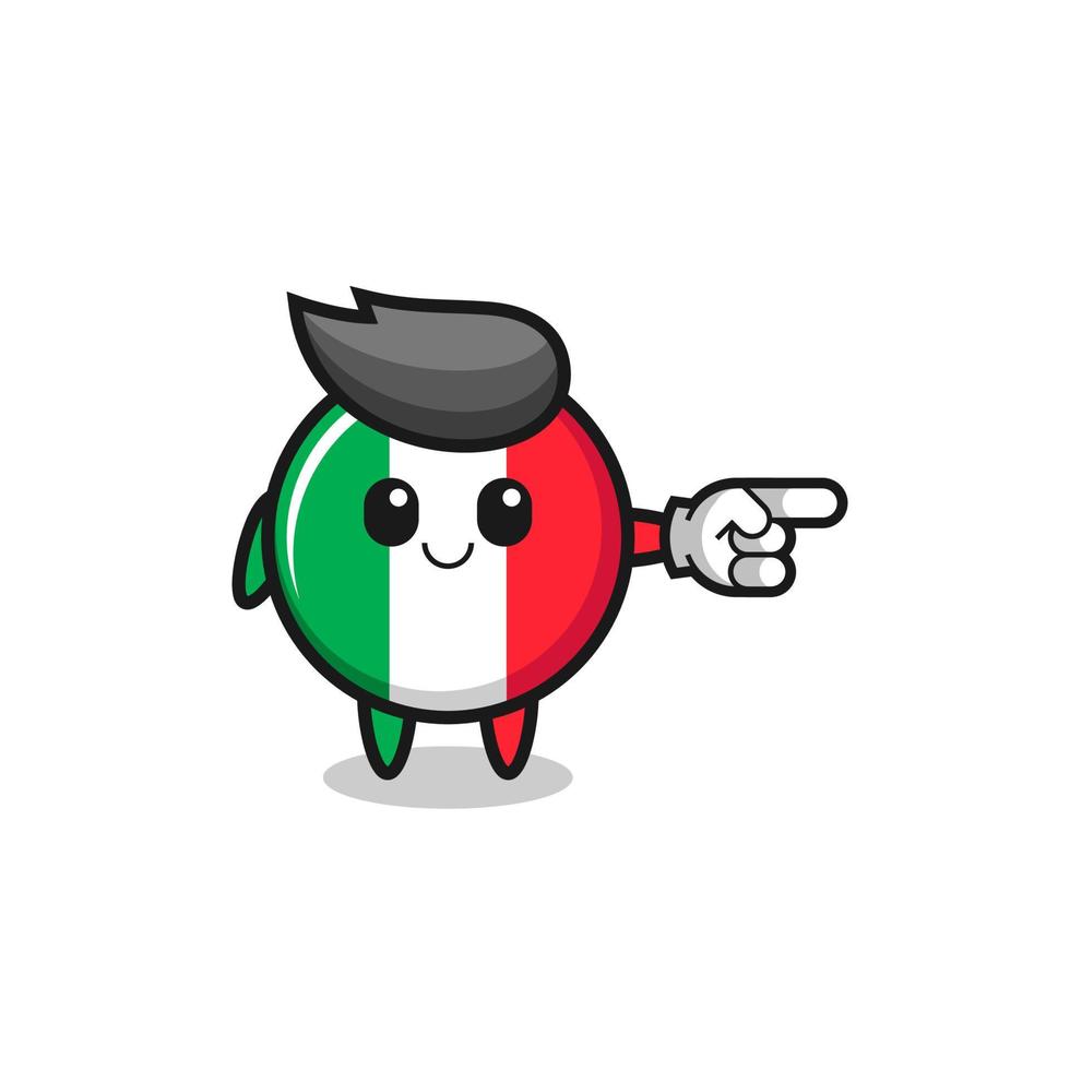 Mascota de la bandera de Italia con gesto hacia la derecha apuntando vector