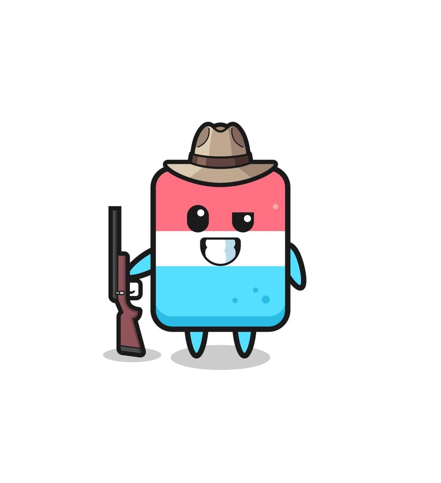 eraser hunter mascot holding a gun vector