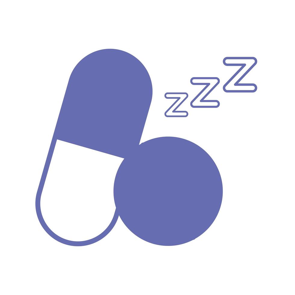 Línea de pastillas para dormir y diseño de vector de icono de estilo de relleno